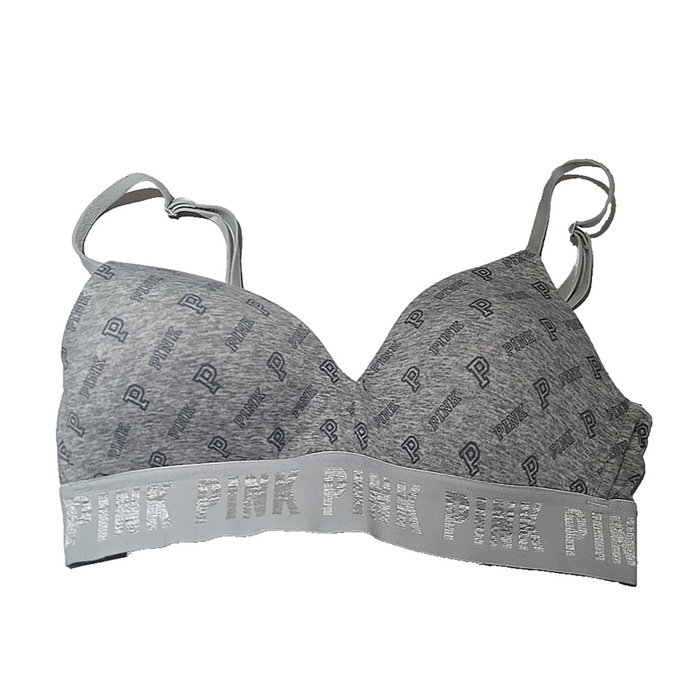 Victoria's Secret PINK Wear Everywhere Gray Lightly Lined Wire Free Bra Size 32C